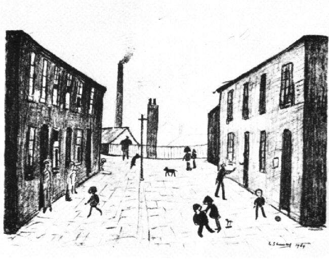 francis terrace, salford lithograph lslowry