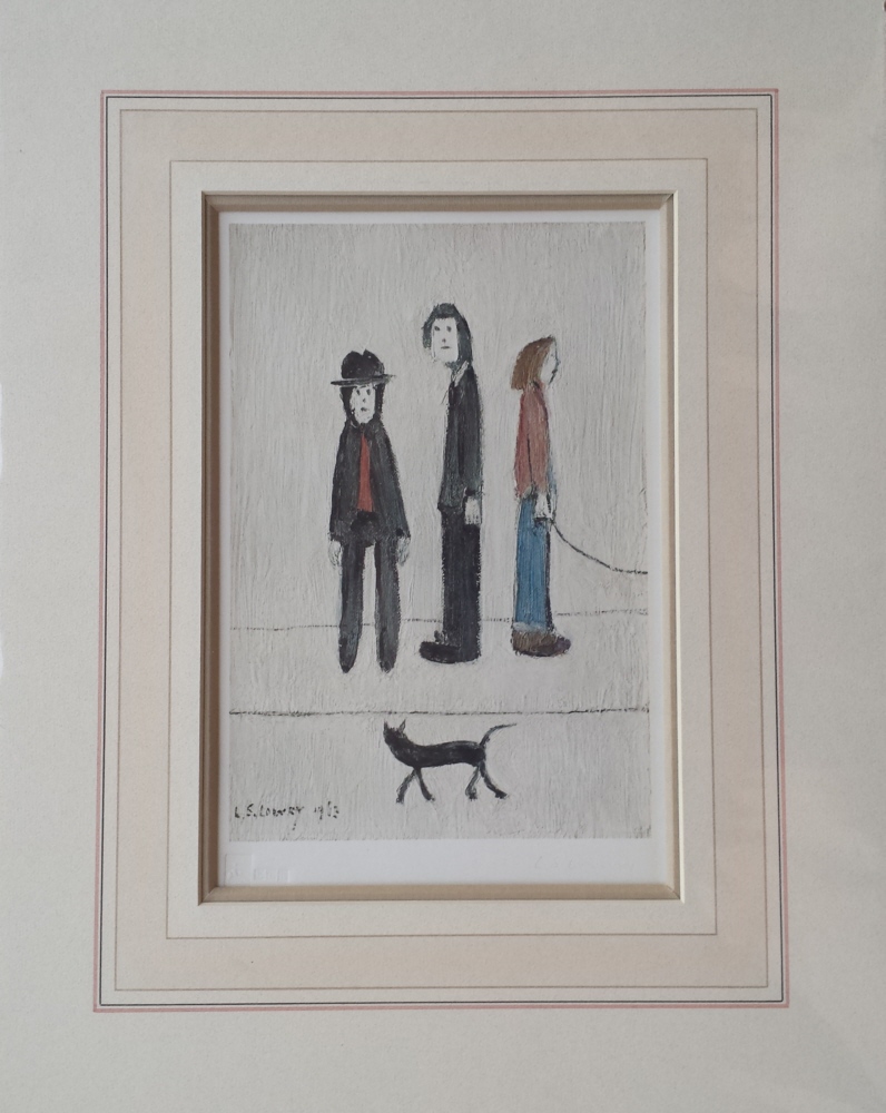 lowry three men and a cat signed print lslowry