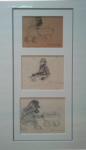 lowry signed prints, group of children sketch