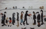 lowry signed prints, man holding child