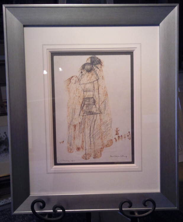 lowry girls chatting drawing framed